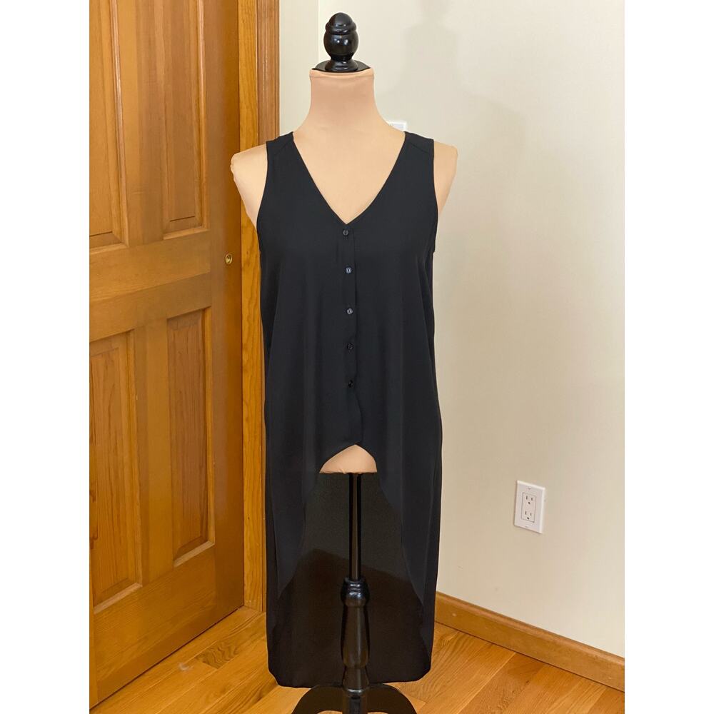 Necessary Objects High Low Button-Up Black Tunic … - image 3